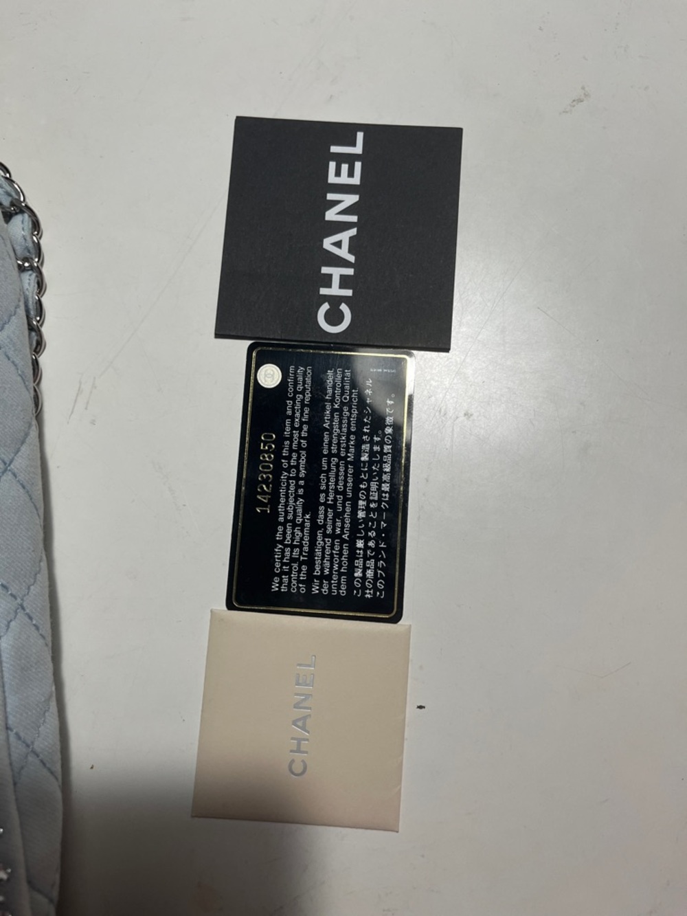 CHANEL Light Blue Quilted Crystal-Studded Shoulder Bag - Picture 16 of 16